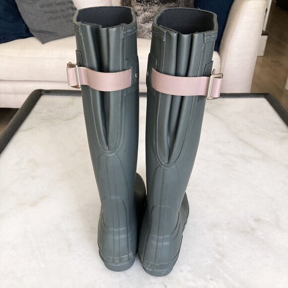 Hunter tall rain boots waterproof rubber boots / wellies (green / grey) expand - Picture 6 of 9